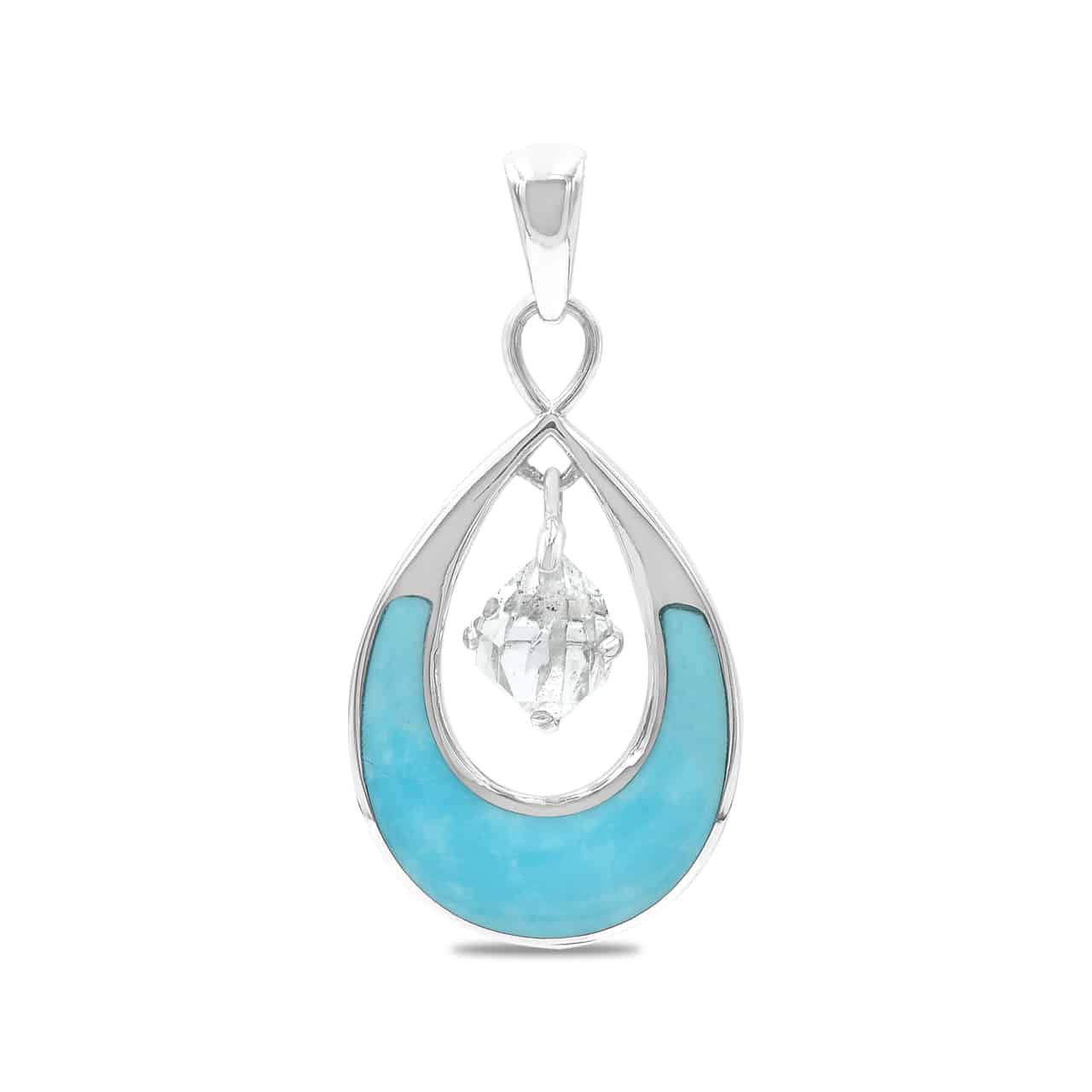 Starborn Gemstone and Herkimer Diamond Pendant in Sterling Silver