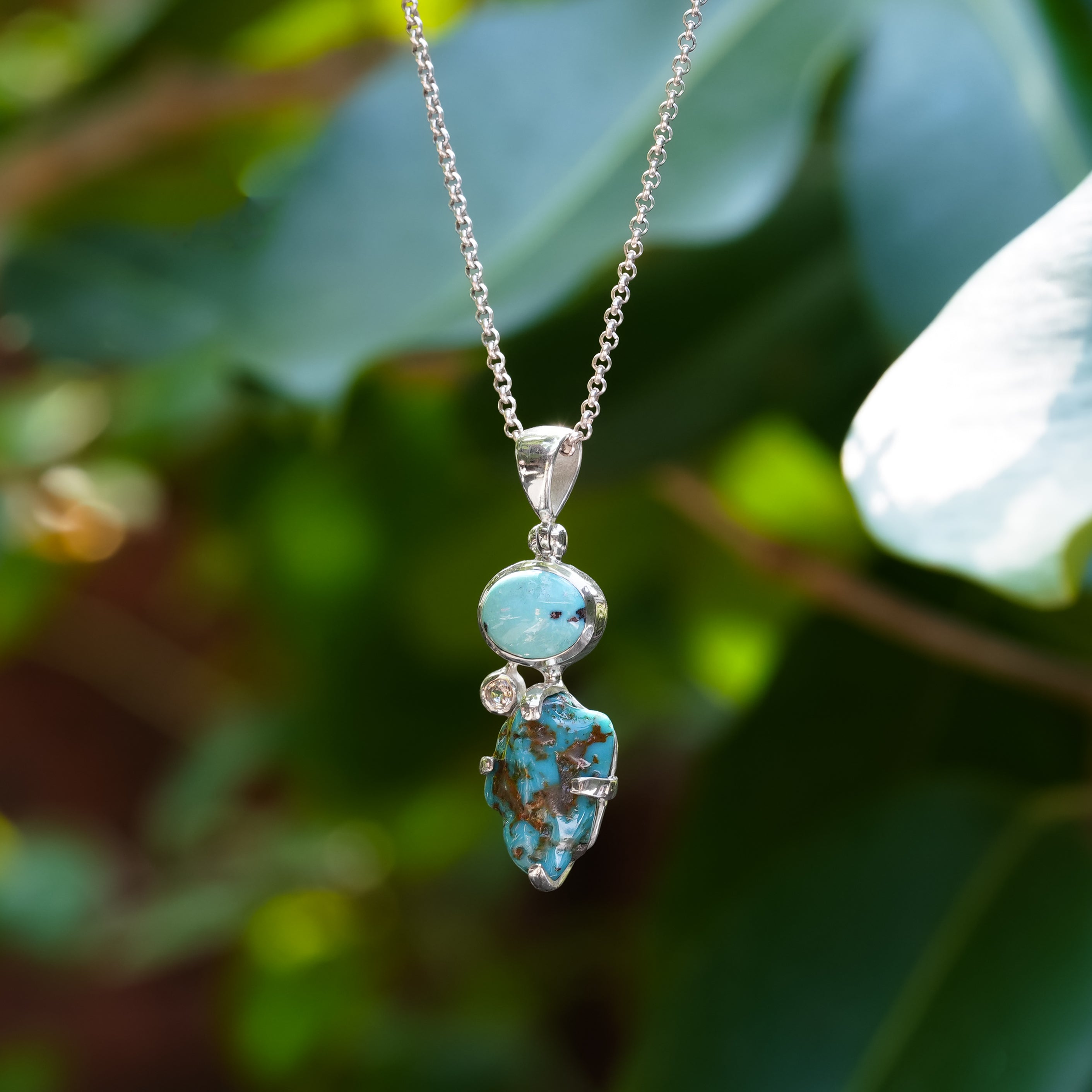 Starborn Campitos Turquoise with White Topaz in Sterling Silver