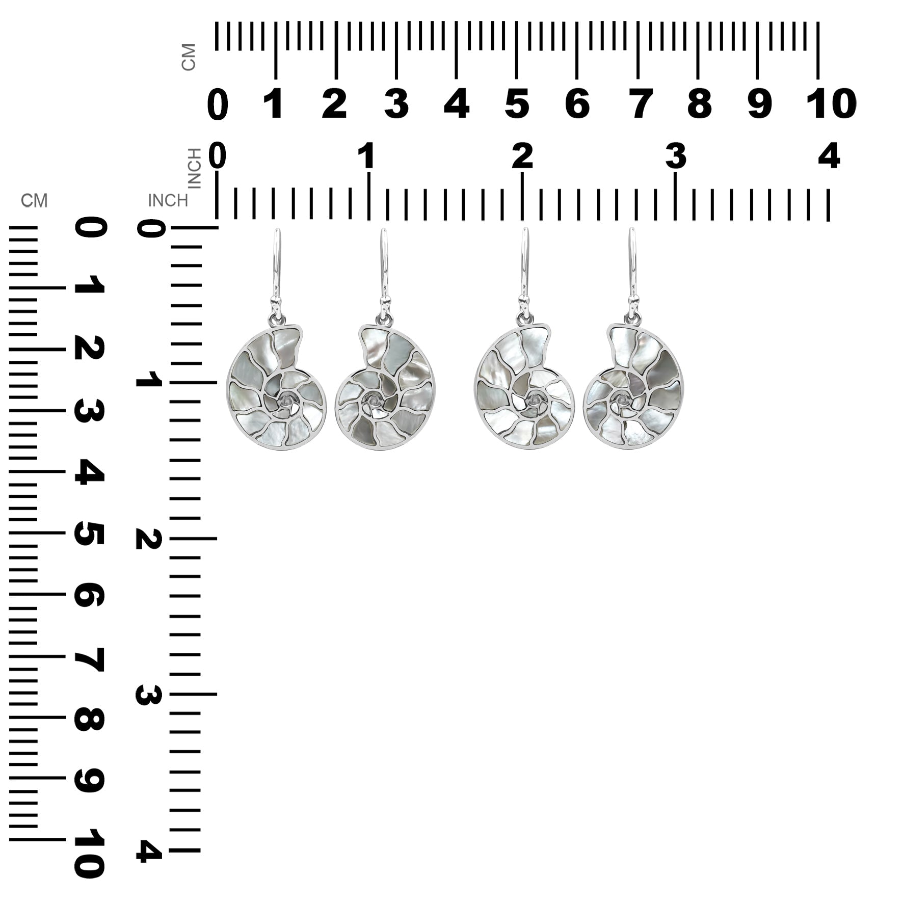 Starborn Nautilus Ammonite with Gemstones Inlay Earring in Sterling Silver - Small