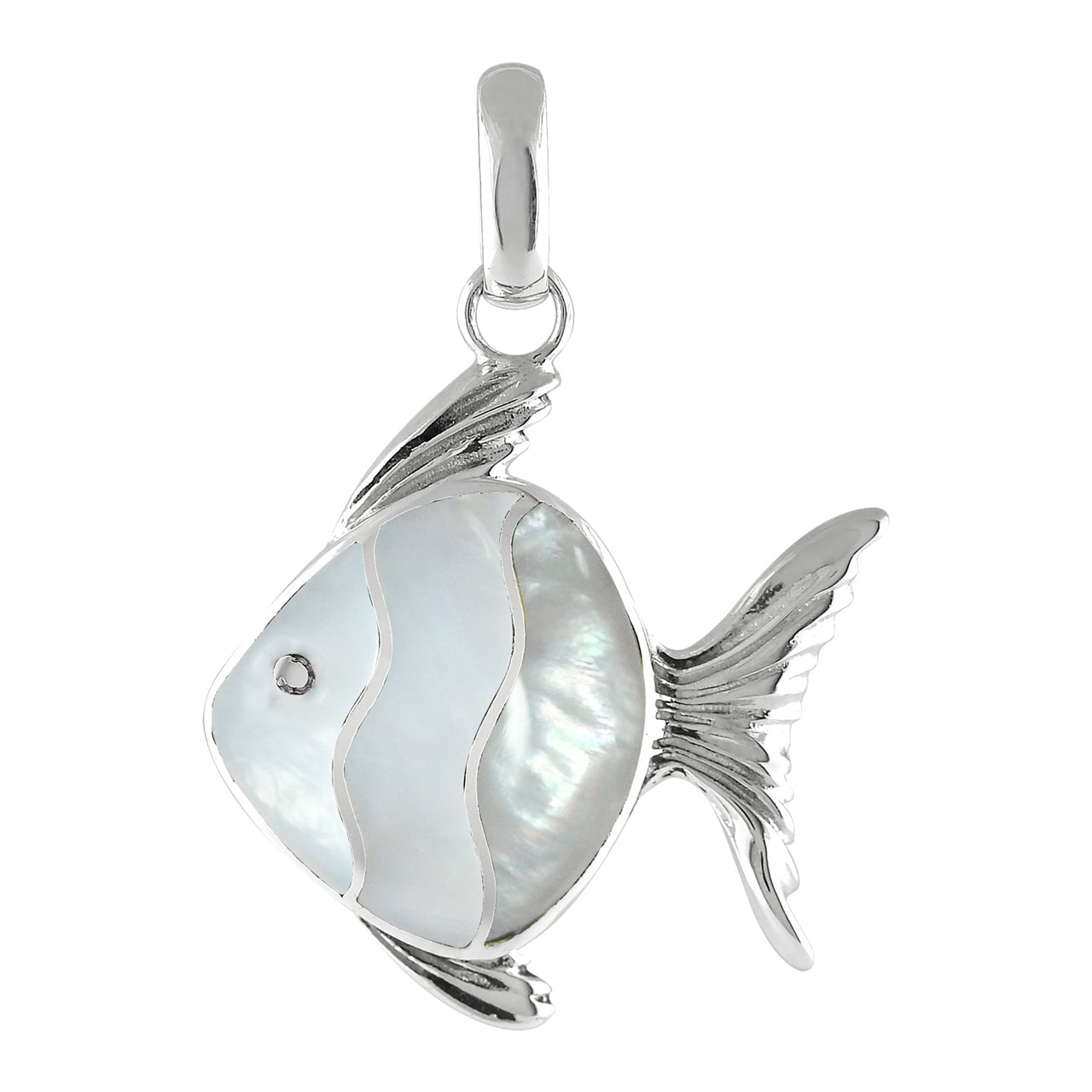 Starborn Delightful Gemstones Inlay Fish Pendant in Sterling Silver