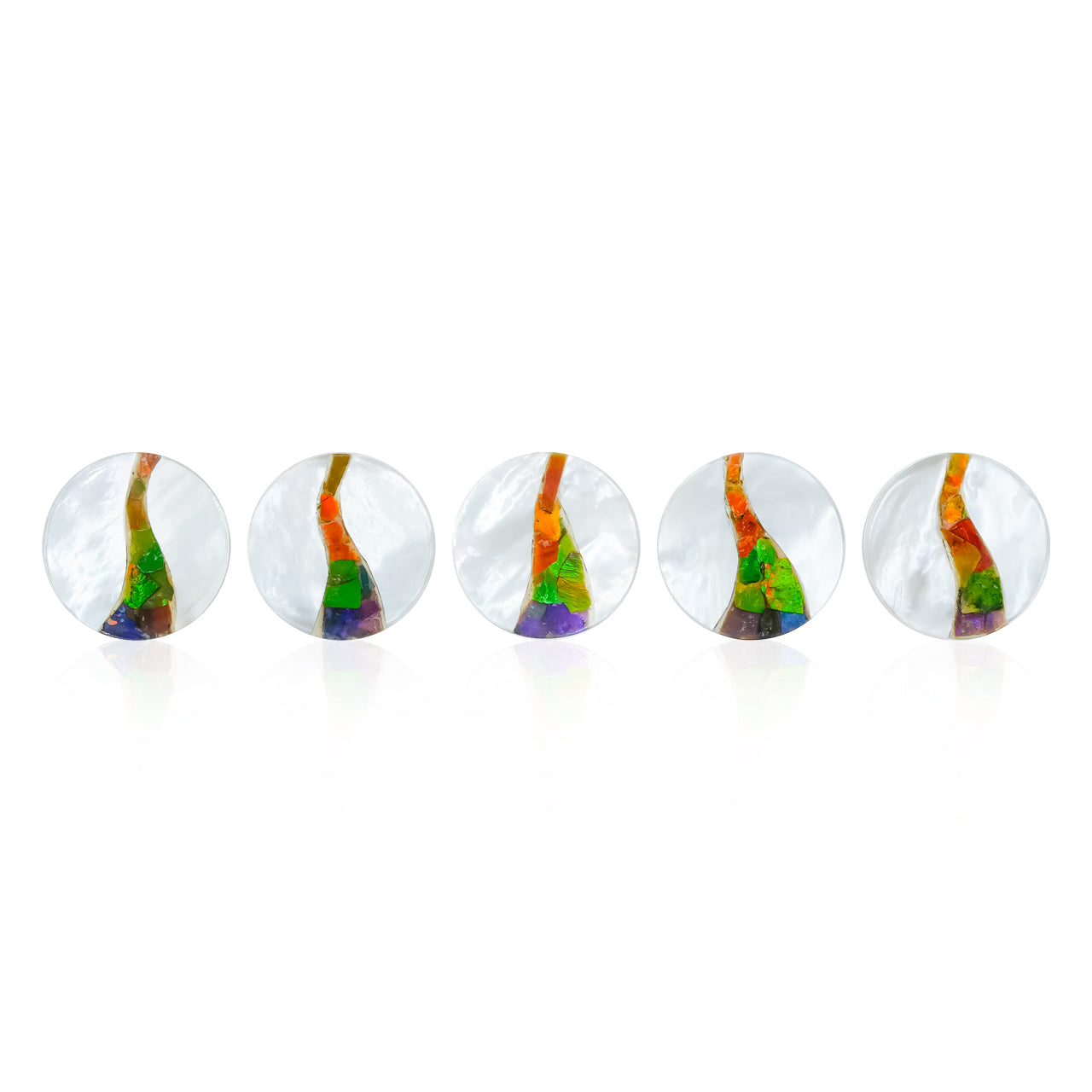 Cabochon rond Starborn 18 mm en nacre avec incrustation d'ammolite - 1 pièce
