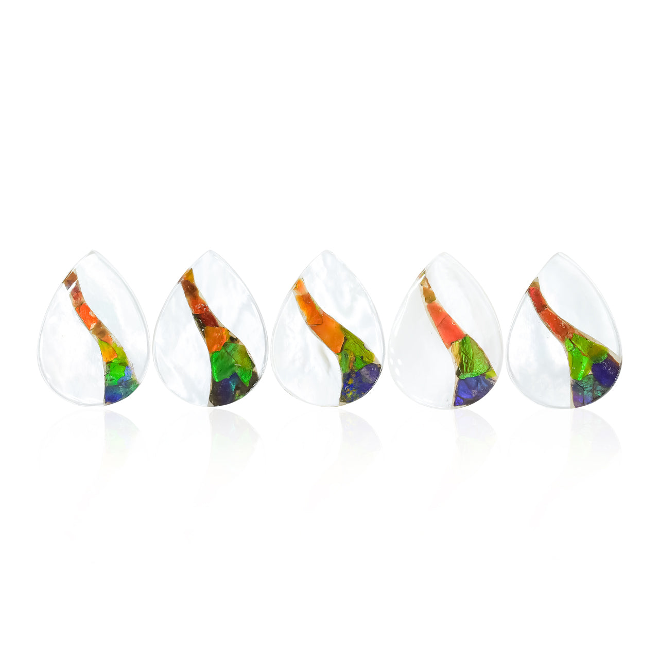 Cabochon poire incrusté de nacre et d'ammolite Starborn - 1 pièce