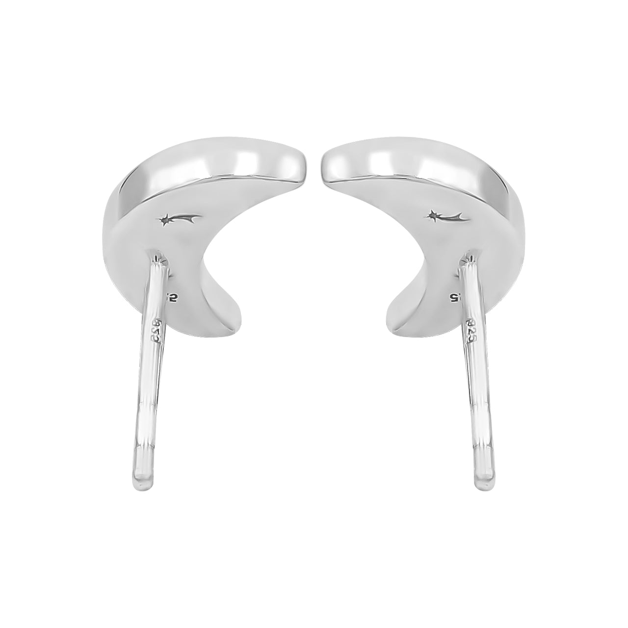 Starborn Crescent Moon Post Style Earrings in Sterling Silver
