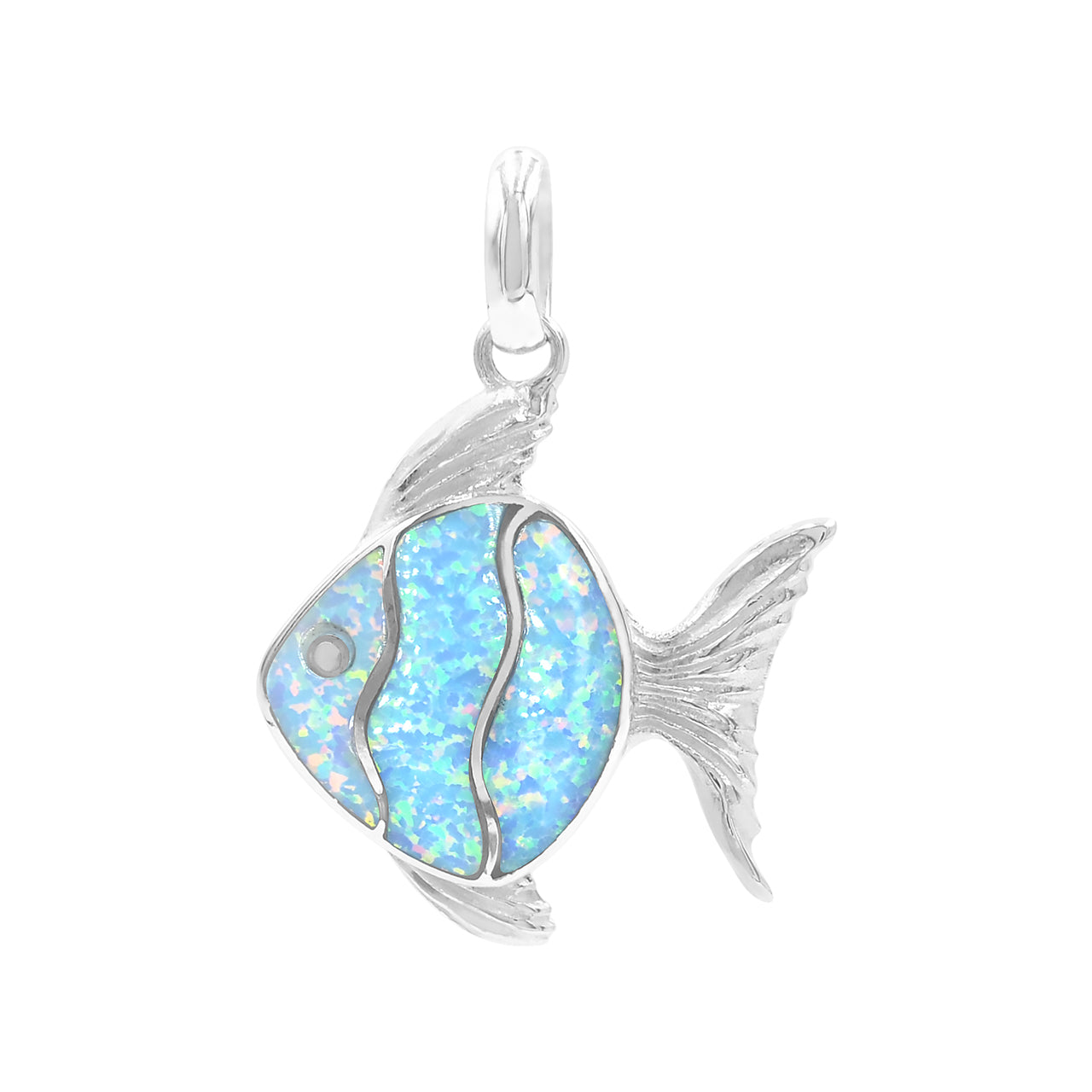 Starborn Delightful Gemstones Inlay Fish Pendant in Sterling Silver