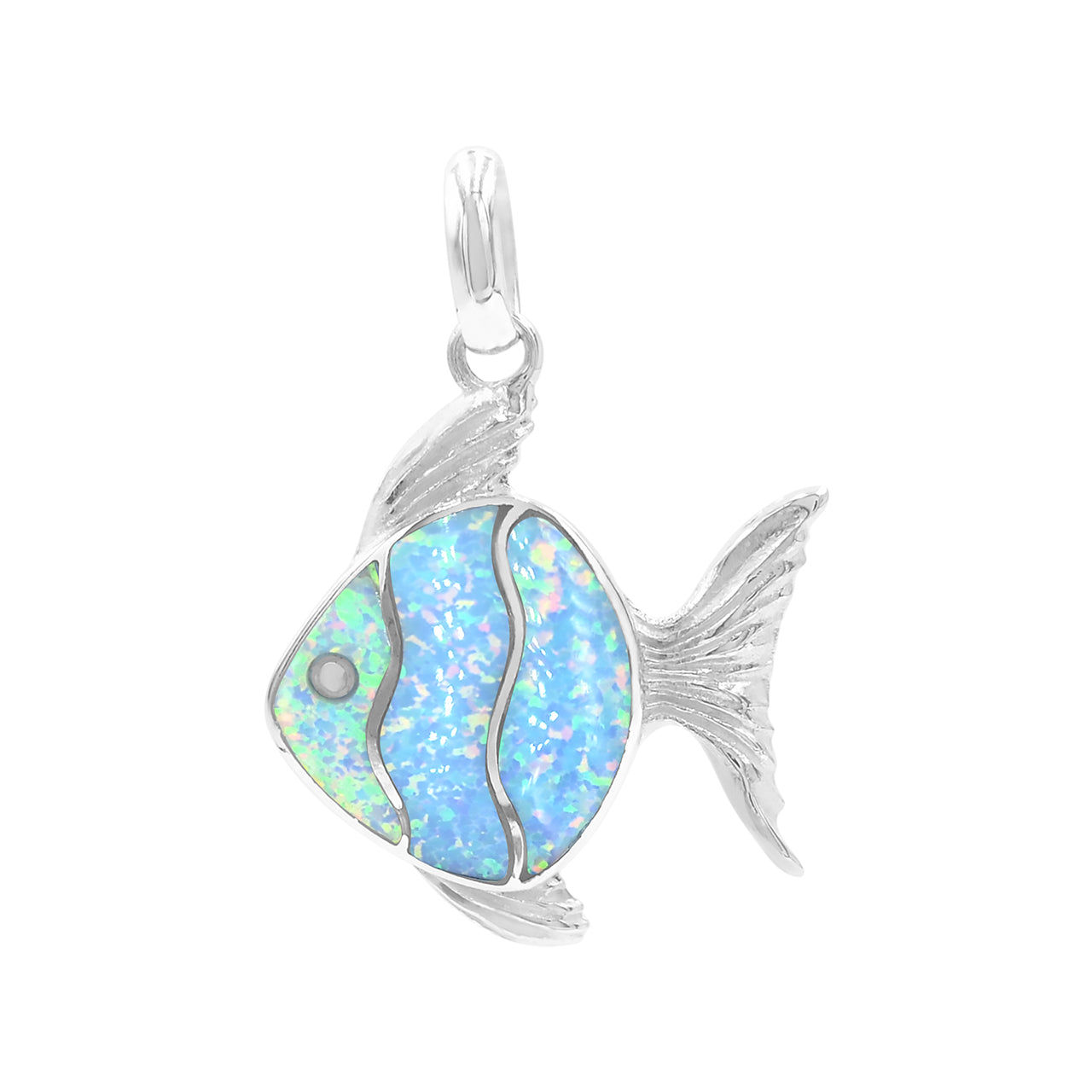 Starborn Delightful Gemstones Inlay Fish Pendant in Sterling Silver