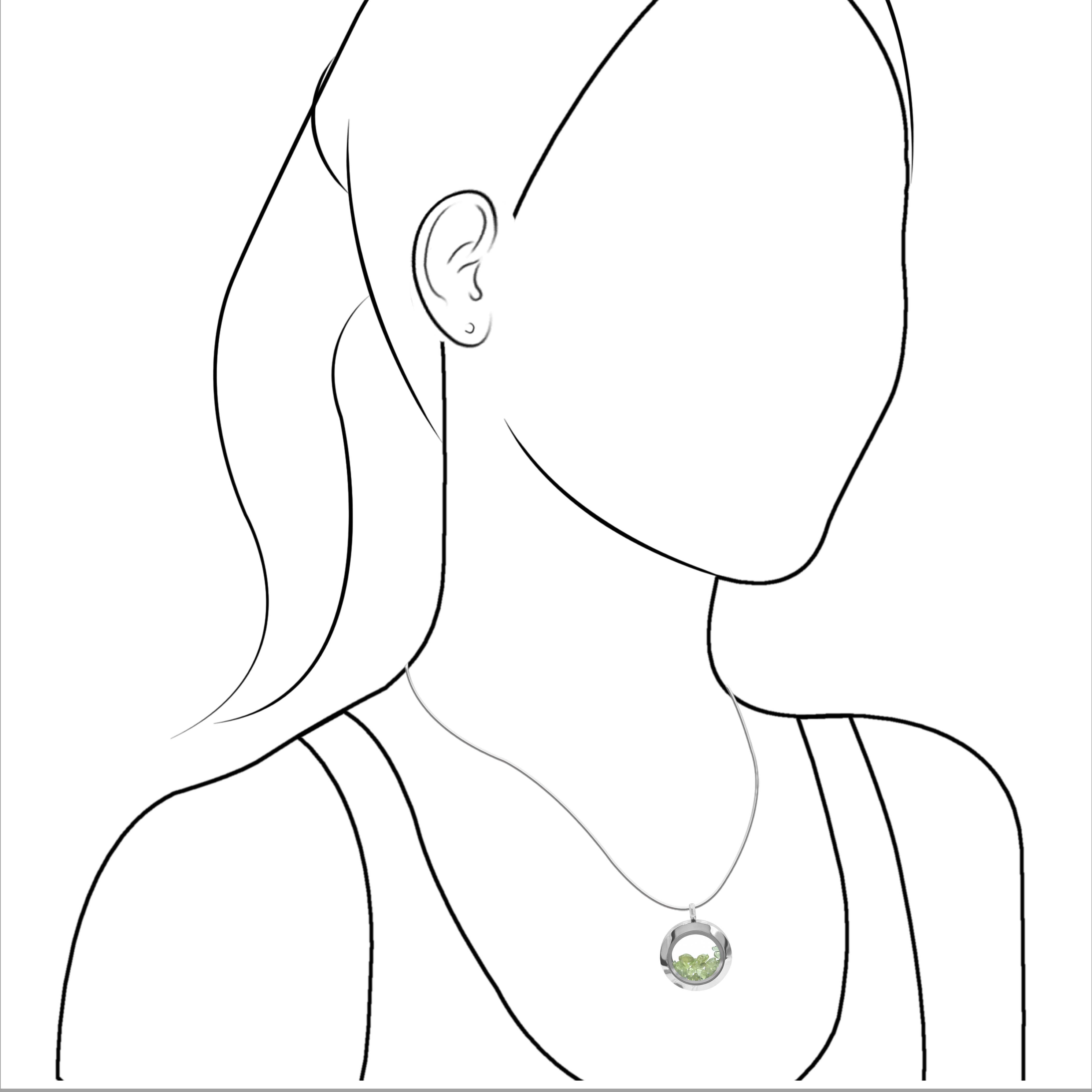 Starborn Gemstone Window Pendant Necklace in Stainless Steel