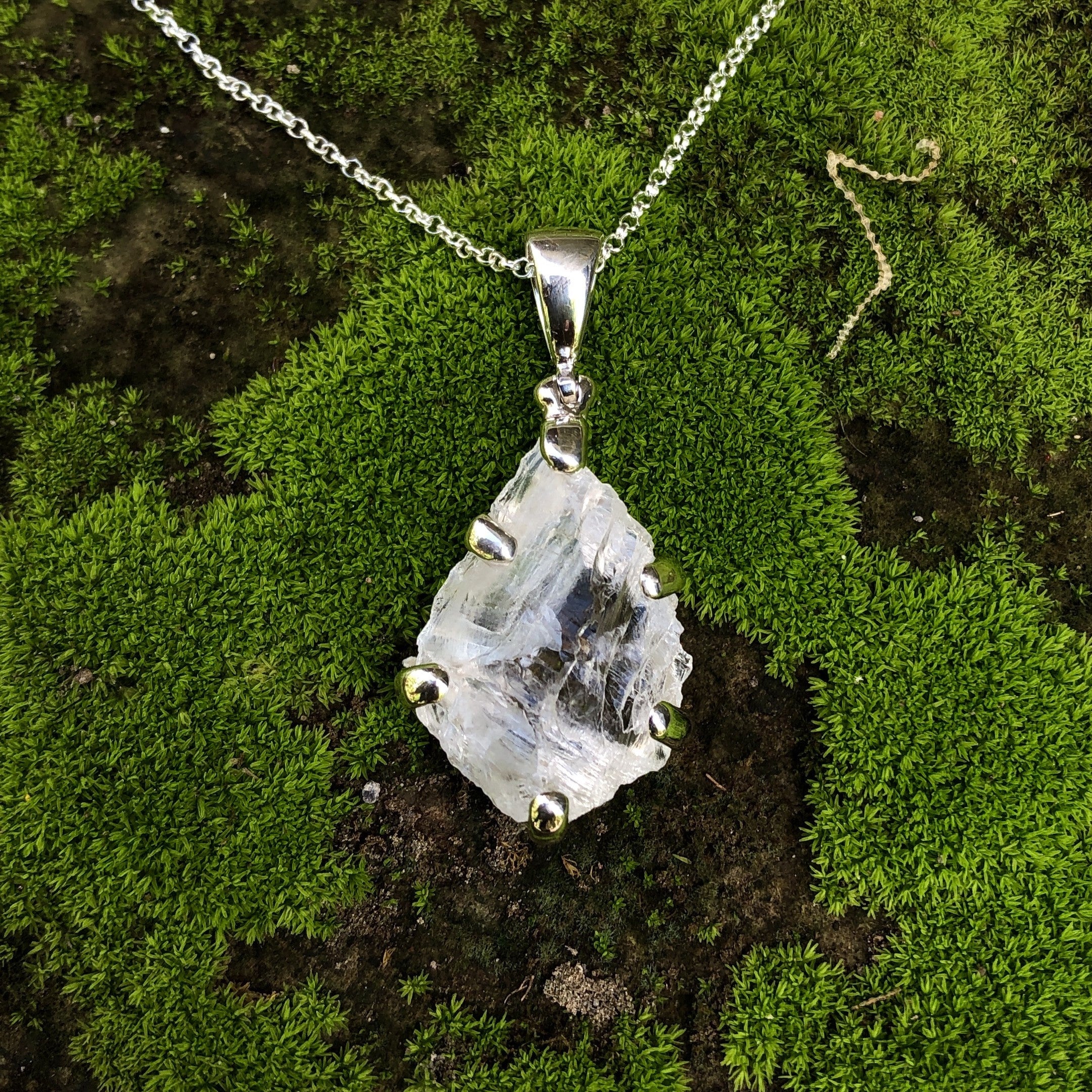 Starborn Petalite Crystal Pendant in Fine Sterling Silver