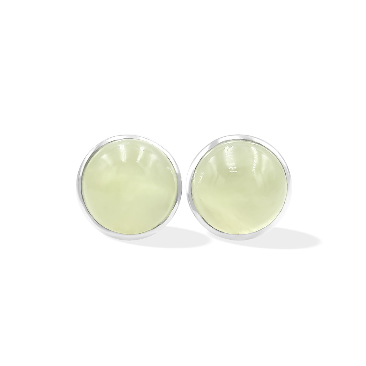 Boucles d'oreilles rondes en argent sterling et préhnite Starborn