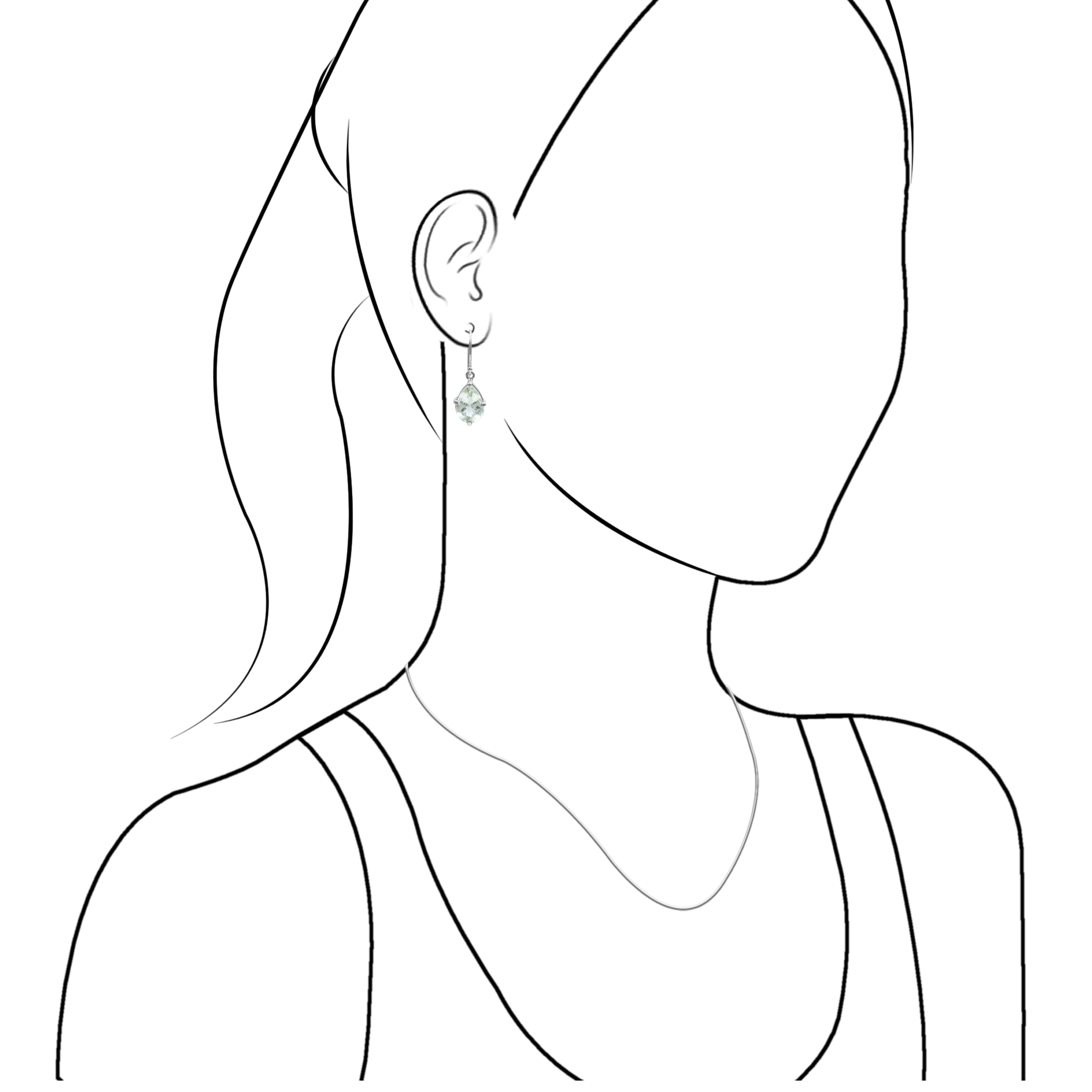 Starborn Green Amethyst Pear Faceted Dangle Earrings in Fine Sterling Silver