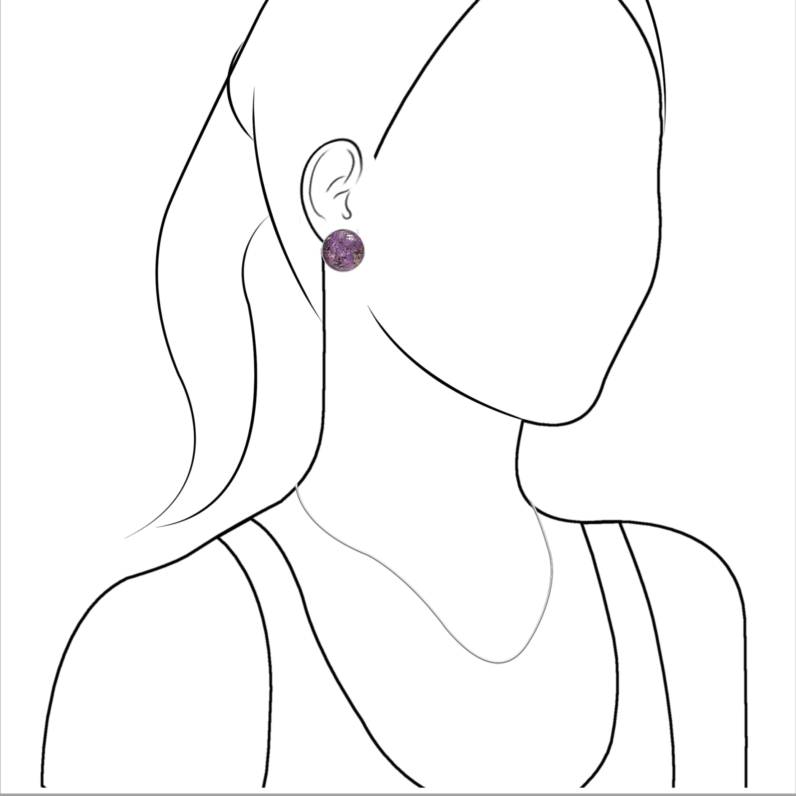Purpurite Post Style Earrings Round 20 mm