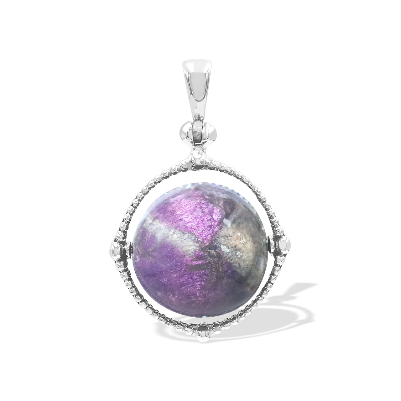 Starborn Gemstone Spinning Tactile Sphere Pendant in Sterling Silver
