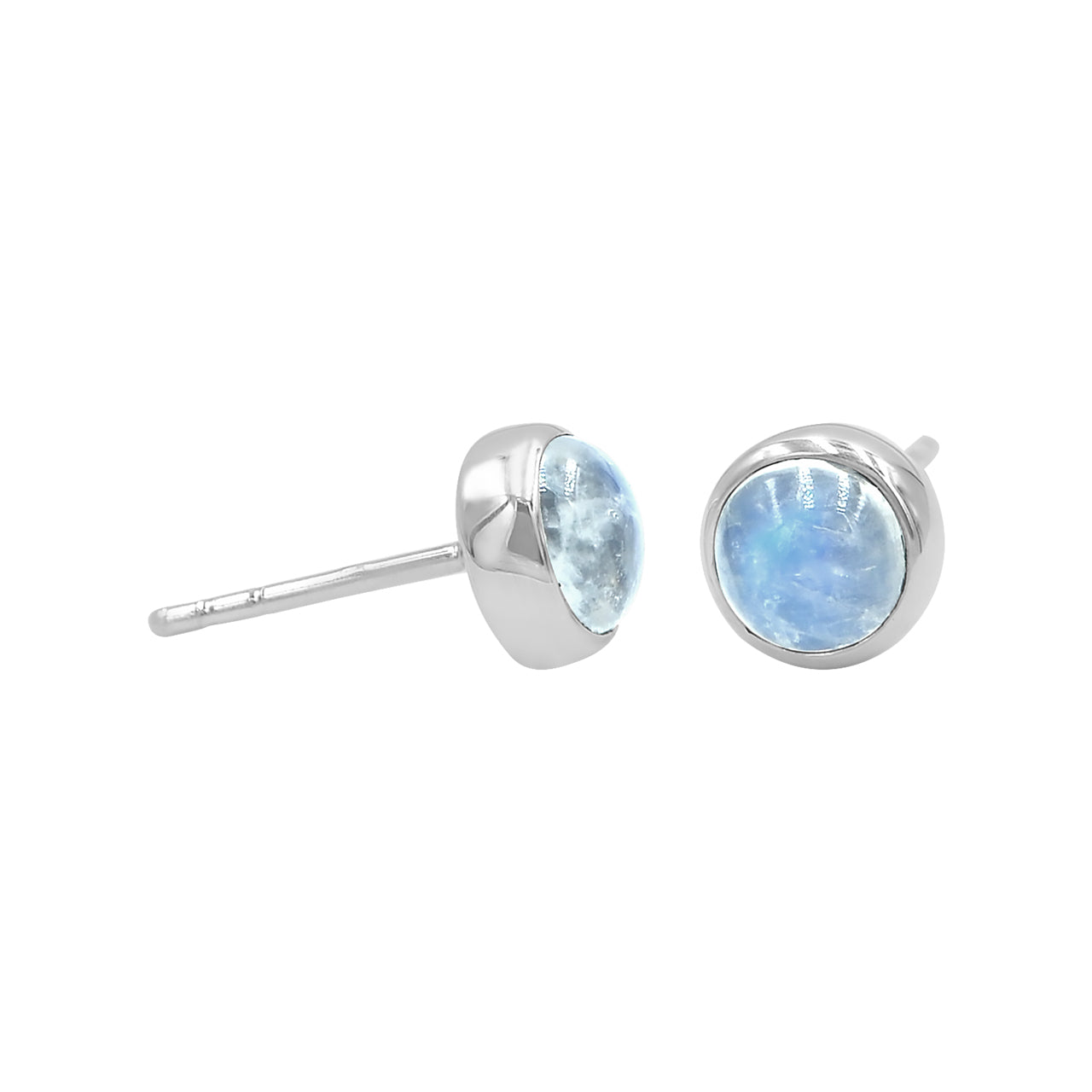 Boucles d'oreilles à tige en pierre de lune arc-en-ciel Starborn en argent sterling