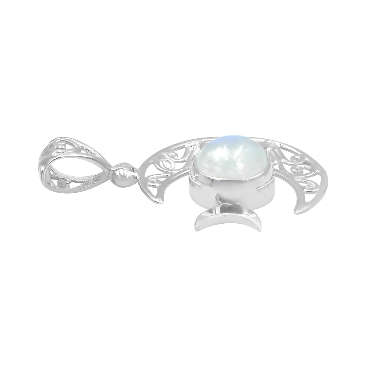 Starborn Triple Moon Filigree Pendant in Sterling Silver