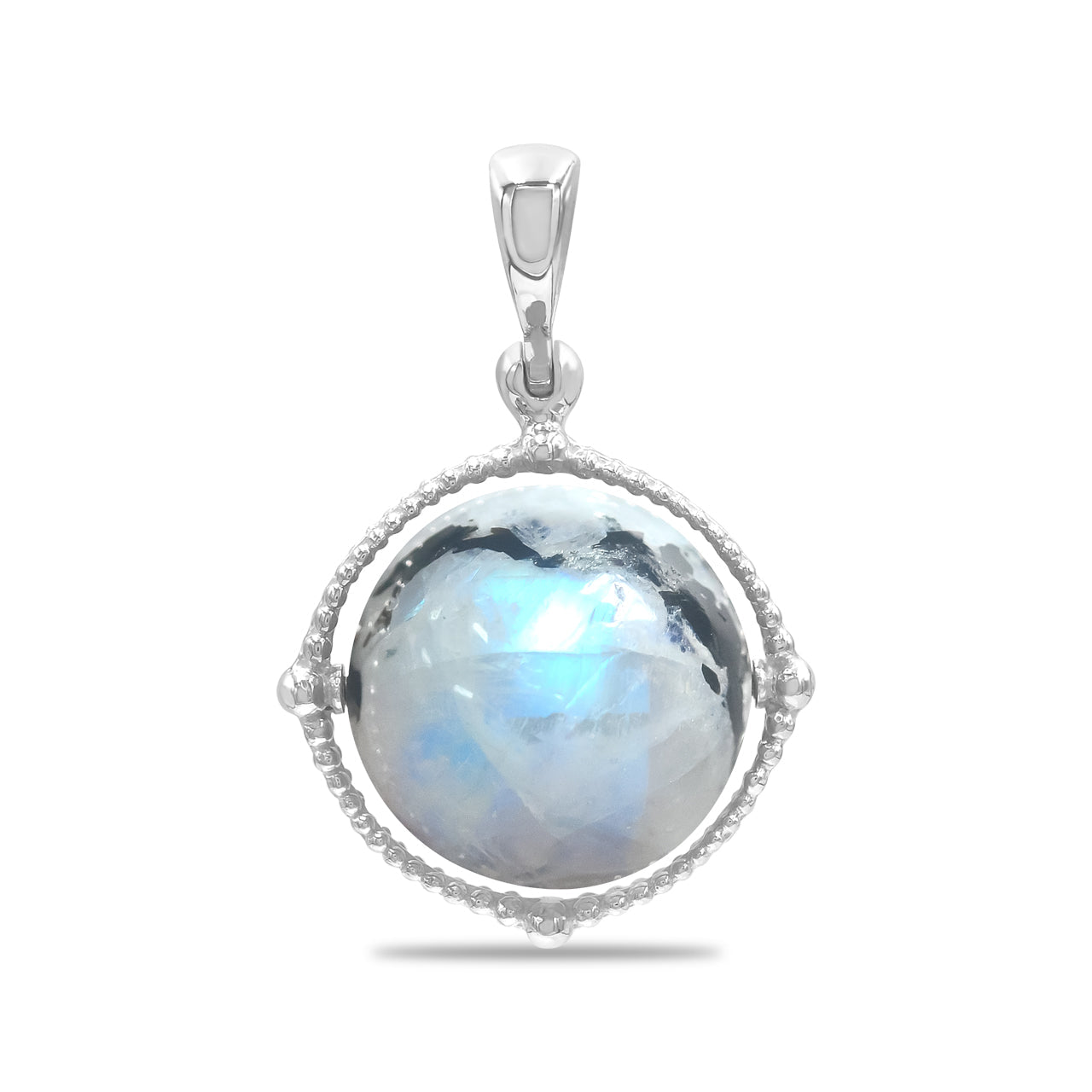 Starborn Gemstone Spinning Tactile Sphere Pendant in Sterling Silver