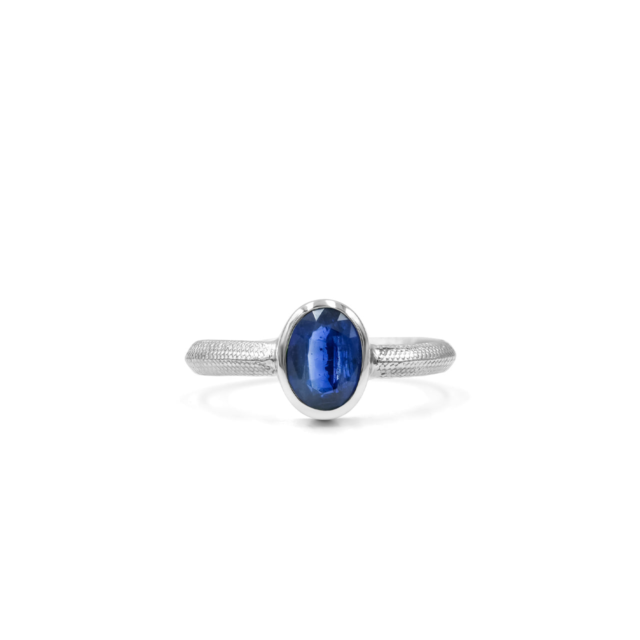 Starborn Sapphire Ouroboros Faceted Oval Ring in Fine Sterling Silver
