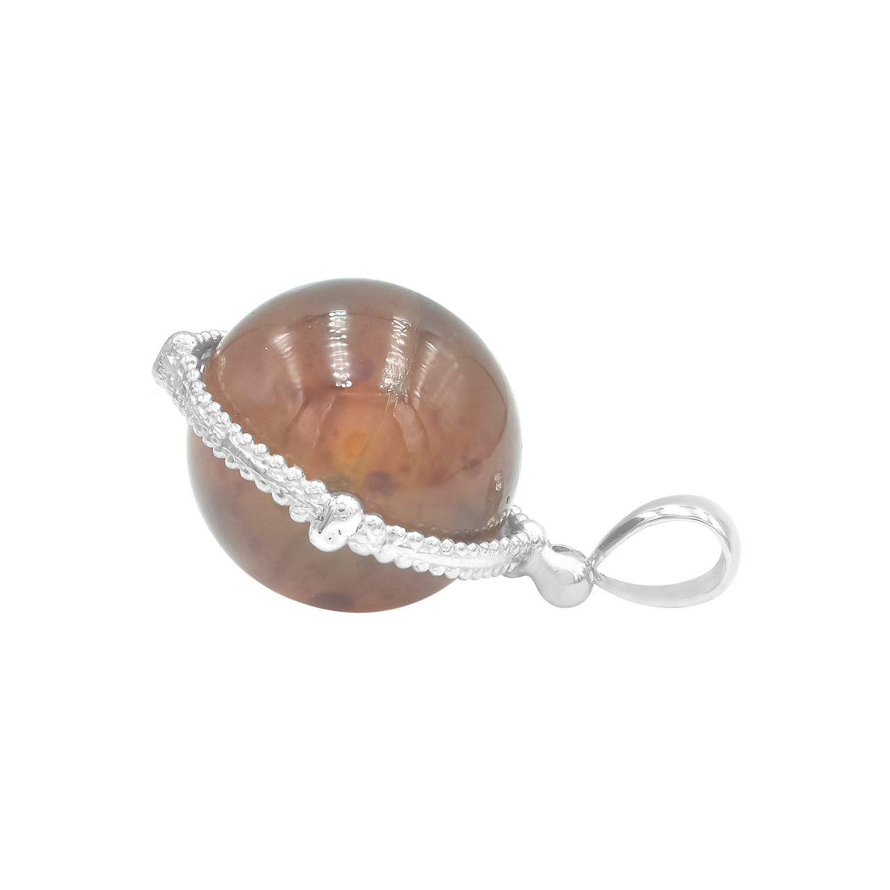 Starborn Gemstone Spinning Tactile Sphere Pendant in Sterling Silver