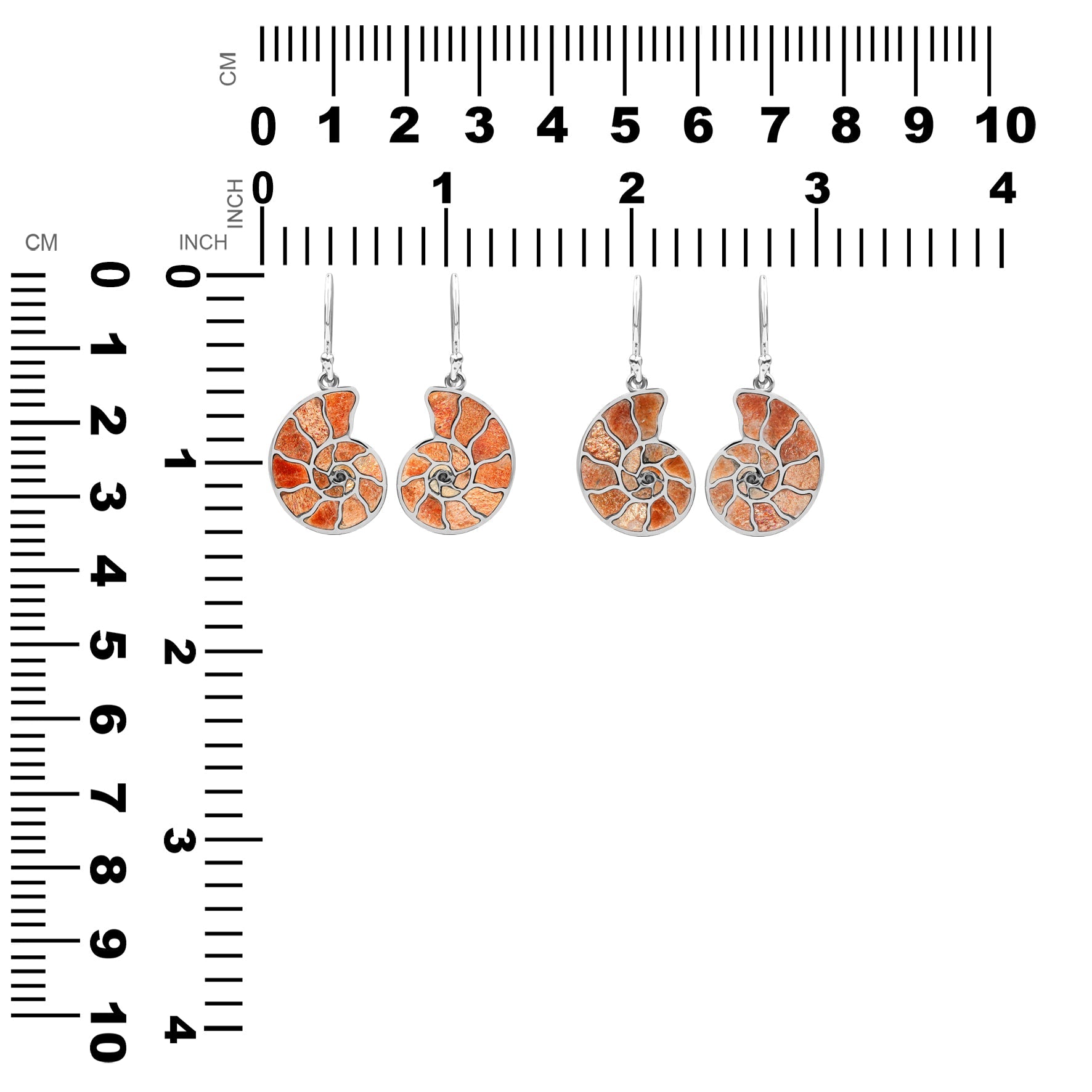 Starborn Nautilus Ammonite with Gemstones Inlay Earring in Sterling Silver - Small