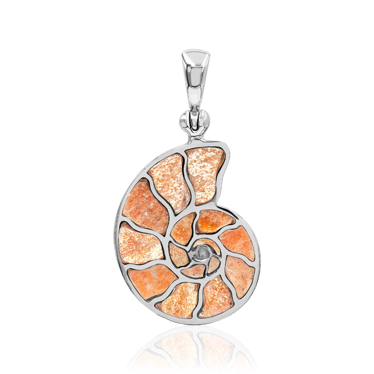 Starborn Gemstones Inlay Nautilus Ammonite Pendant in Sterling Silver