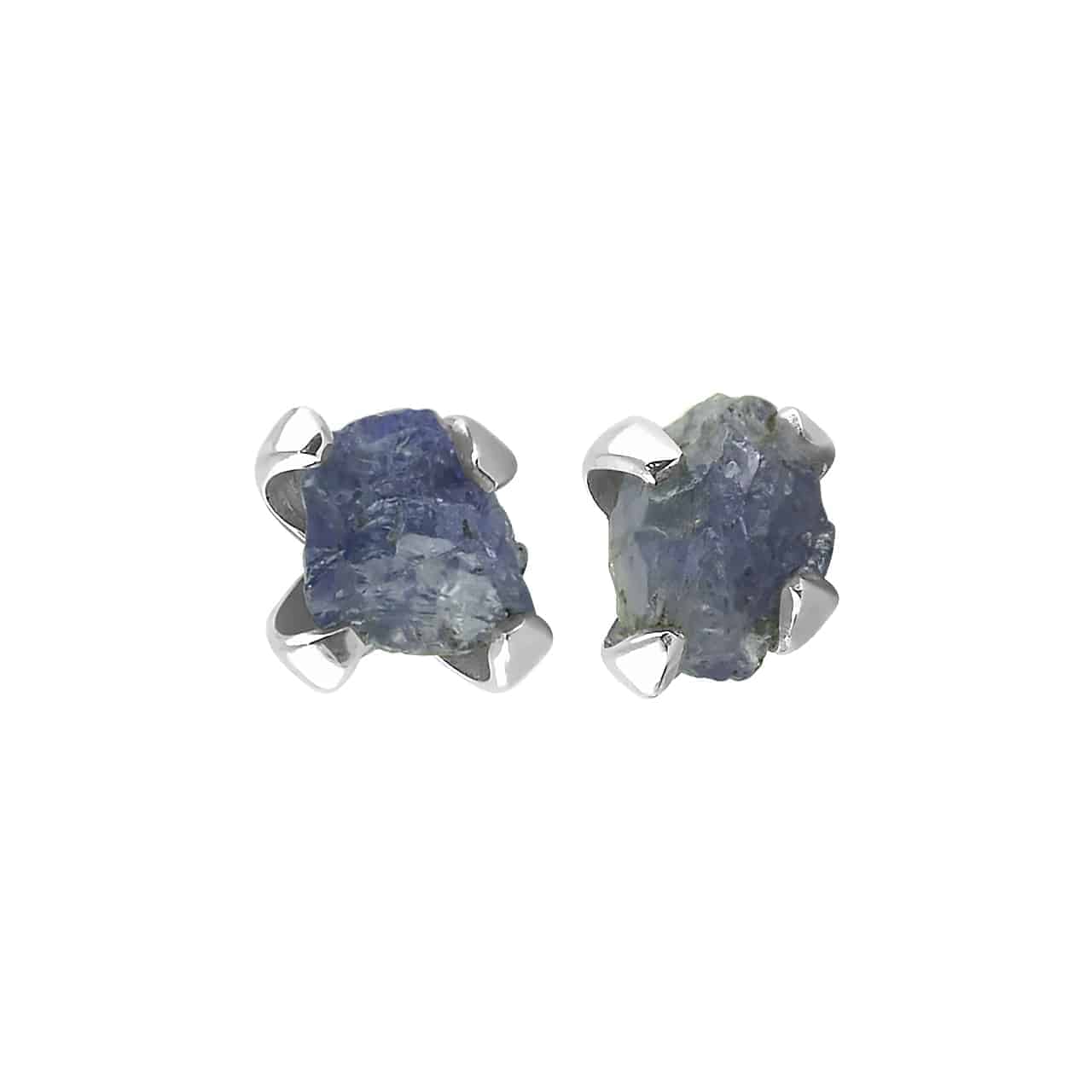 Starborn Rough Tanzanite Crystal Post Earrings in Sterling Silver