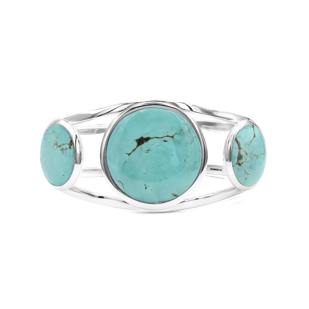 Starborn Cuff Bracelet Inlaid with Three Gemstones in Sterling Silver