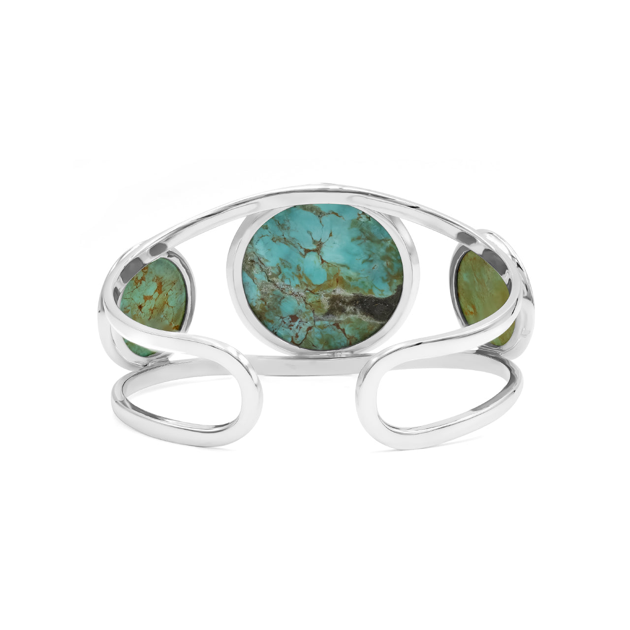 Starborn Cuff Bracelet Inlaid with Three Gemstones in Sterling Silver