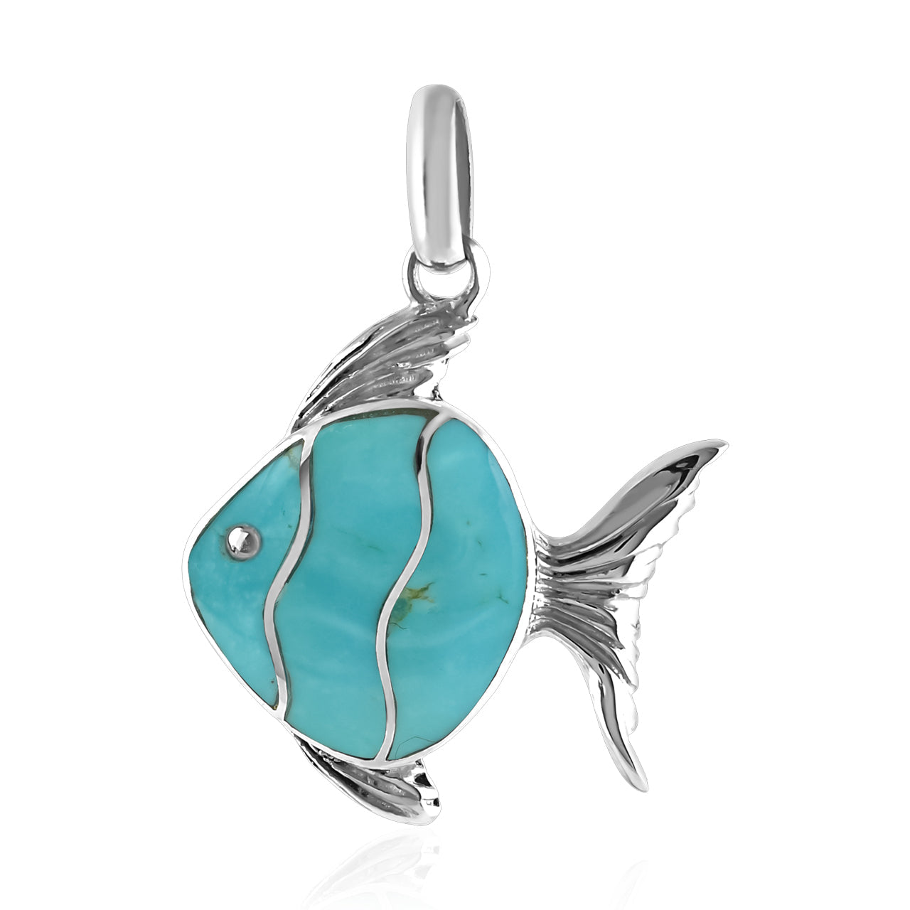 Starborn Delightful Gemstones Inlay Fish Pendant in Sterling Silver