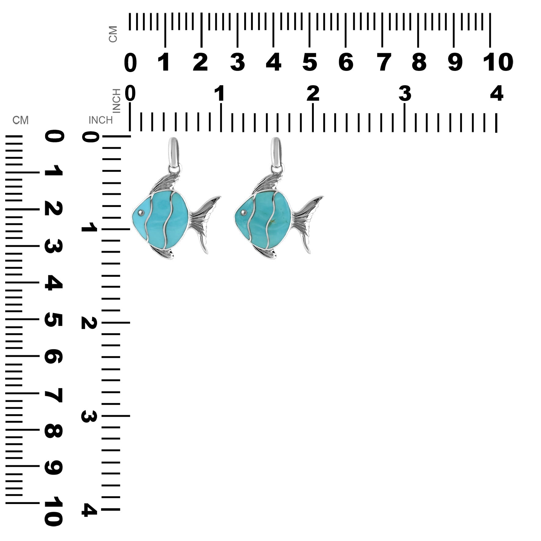 Starborn Delightful Gemstones Inlay Fish Pendant in Sterling Silver