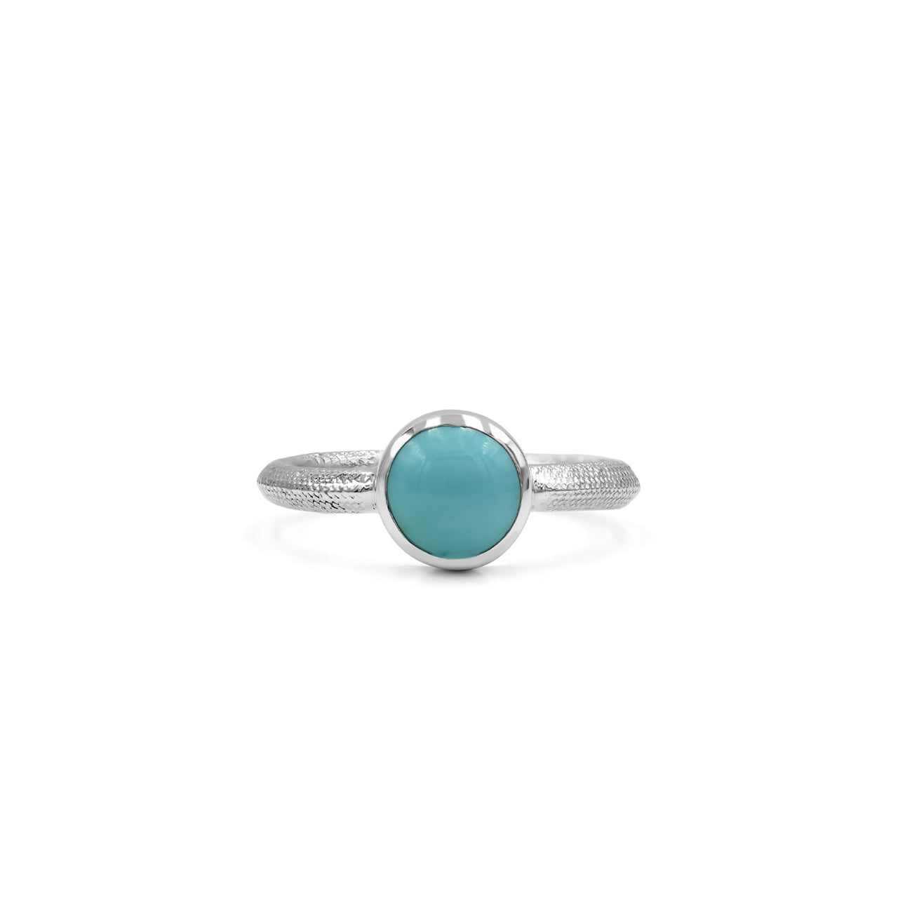 Starborn Turquoise Ouroboros Polished Round Ring in Fine Sterling Silver
