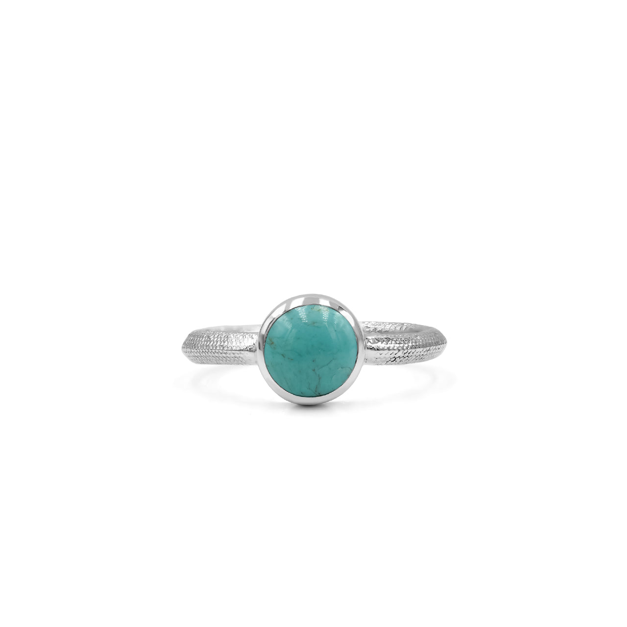 Starborn Turquoise Ouroboros Polished Round Ring in Fine Sterling Silver