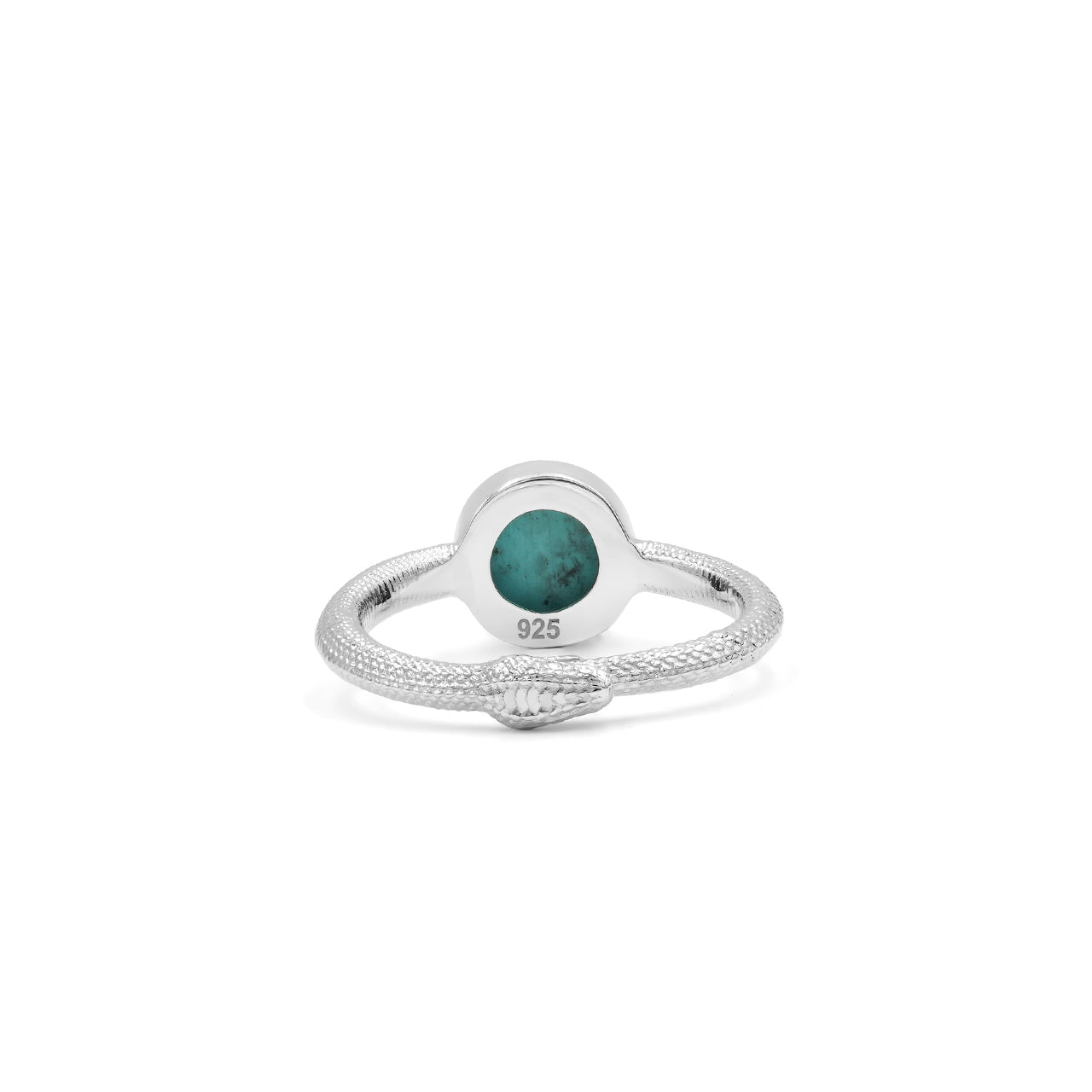 Starborn Turquoise Ouroboros Polished Round Ring in Fine Sterling Silver