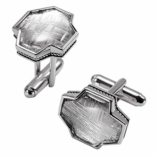 Starborn-Creations-Sterling-Silver-Quatrefoil-Shape-Muonionalusta-Meteorite-Cuff-Links-B00QFWBJU2