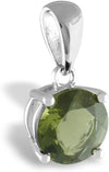 Starborn Genuine Moldavite Faceted Round Classic 925 Sterling Silver Pendant