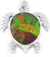 Starborn Ammolite Sterling Silver Sea Turtle Pendant