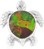 Starborn Ammolite Sterling Silver Sea Turtle Pendant