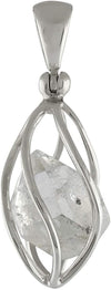 Starborn Herkimer Diamond 6 cts Quartz 925 Sterling Silver Caged Pendant
