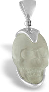 Starborn Creations Sterling Silver Hand Carved Quartz Crystal Skull Pendant