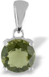 Starborn Genuine Moldavite Faceted Round Classic 925 Sterling Silver Pendant