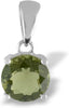 Starborn Genuine Moldavite Faceted Round Classic 925 Sterling Silver Pendant