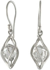 Starborn Sterling Silver cage set natural Herkimer Diamond Quartz Earrings