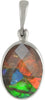 Starborn Ammolite with Faceted Quartz Oval Pendant in Sterling Silver Setting