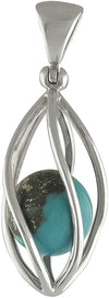 Starborn Turquoise from North America 12mm Sphere in Sterling Silver Spiral Pendant