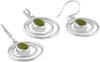 Starborn Faceted Moldavite Pendant and Earrings Set Oval in 925 Sterling Silver