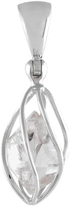 Starborn Sterling Silver cage set natural small Herkimer Diamond Quartz Pendant