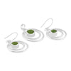 Starborn Moldavite Pendant and Earring Set in Sterling Silver – Round Cut Graduated Orbit Design