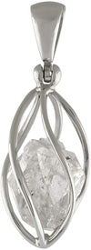 Starborn Herkimer Diamond 6 cts Quartz 925 Sterling Silver Caged Pendant