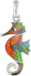 Starborn Fossil Ammolite Seahorse Pendant in 925 Sterling Silver