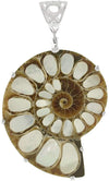 Starborn Ammonite with Mother of Pearl Inlay, Prong Set Pendant
