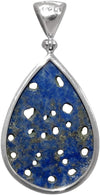 Lapis Lazuli Amulet Pendant 5 cm Flower of Life Handmade 925 Sterling Silver