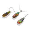 Starborn Ammolite Pendant and Earring Set in Sterling Silver- Thin Pear Shape