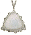 Starborn White Drusy Quartz Pendant in Sterling Silver Setting with White Topaz